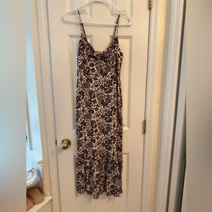 Monteau Brown and Cream Floral Midi Dress